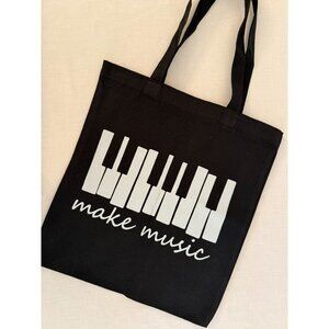 Make Music Piano Keys Tote Bag Black Canvas Music Teacher Musician Gift
